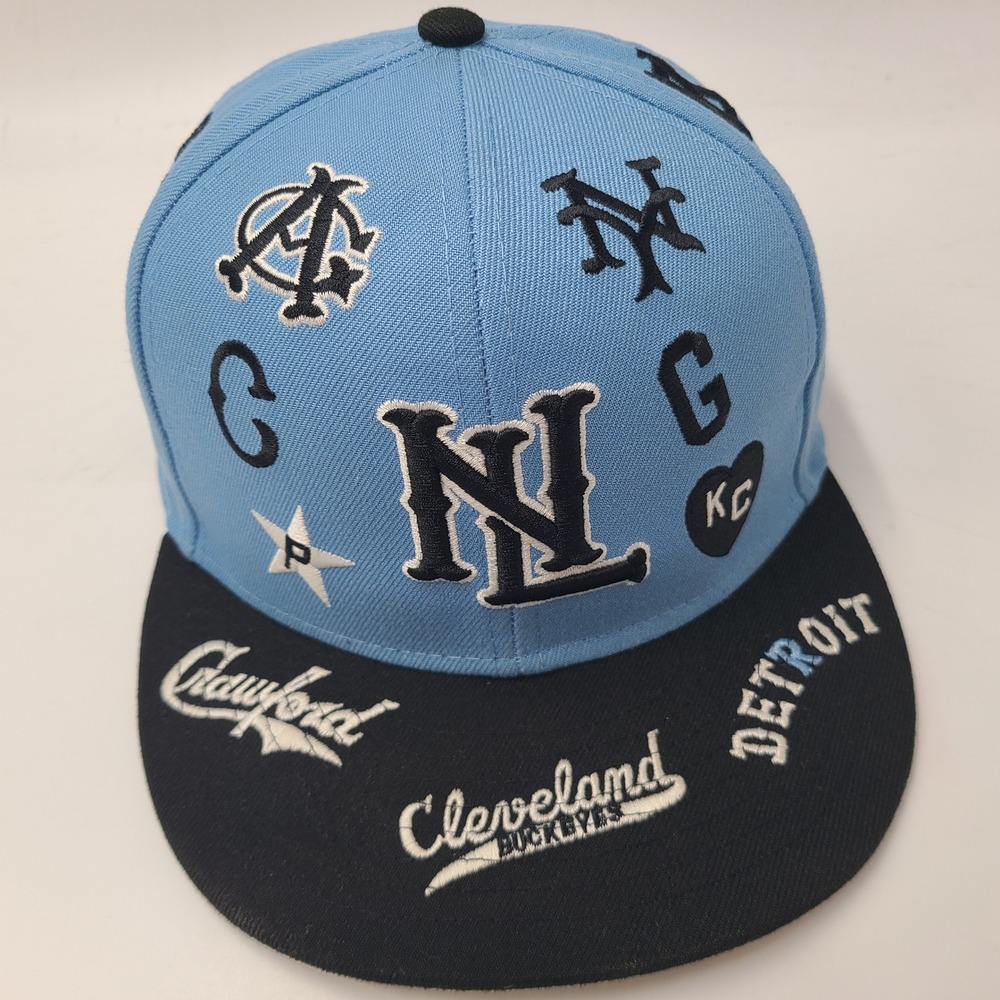 Negro Leagues Hat Fitted 7 1/8 Ebbets Field Flannels Blue Black All Over Print